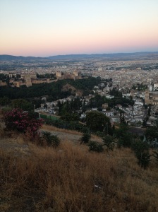 Sunrise at San Miguel Alto. You can see the Alhambra palace to the left. 